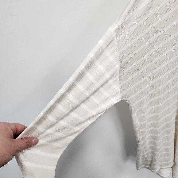 Style & Co Antique Cream Striped V-Neck Oversized Top Drapey Tee Large - Picture 8 of 10